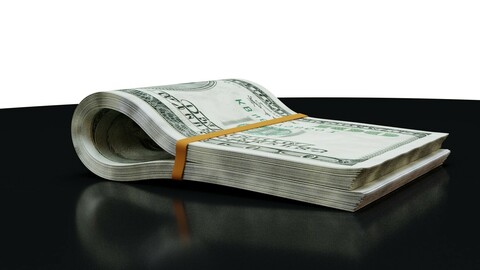 Money Roll - Stack - 100 Dollars - Coins - 3D Model 3D model