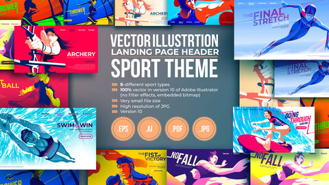 Vector Illustration in Sport Theme for a Landing Page Header