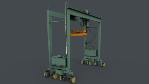 PBR Rubber Tyred Gantry Crane RTG V1 - Green Light