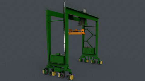 PBR Rubber Tyred Gantry Crane RTG V1 - Green