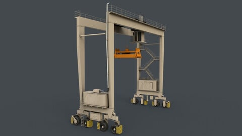 PBR Rubber Tyred Gantry Crane RTG V1 - White