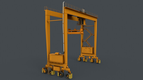 PBR Rubber Tyred Gantry Crane RTG V1 - Yellow Dark