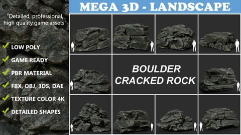 Black Boulder Cracked Rock Collection 210312