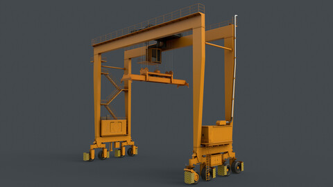 PBR Rubber Tyred Gantry Crane RTG V2 - Yellow Dark