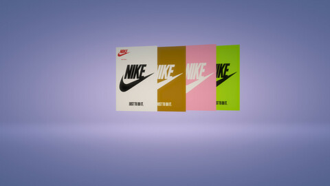 2D cian blue Nike advertising poster and logo with slogan in png - single.
