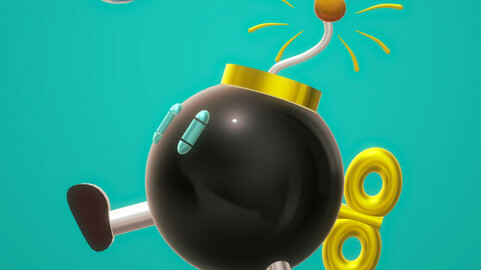 3D illustration on super mario bomb character