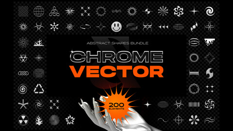 Chrome & vector abstract shapes bundle – 200 geometric design elements