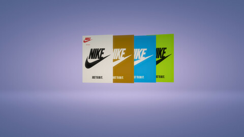 2D blue Nike advertising poster and logo in png - single.