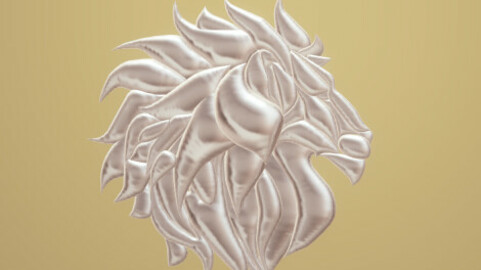 3D silver lion head logo