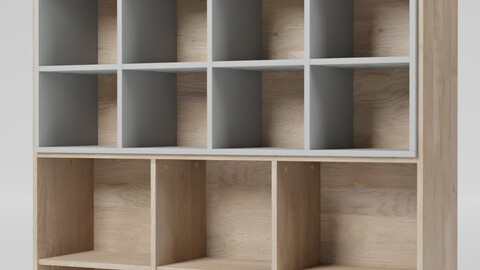 ALLOA Bookcase Light Wood with Grey