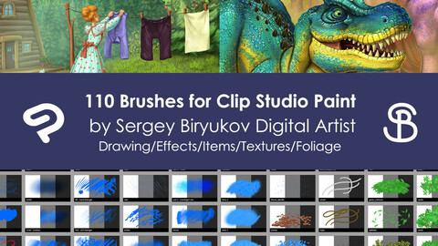 110 Brushes for Clip Studio Paint  by Sergey Biryukov Digital Artist