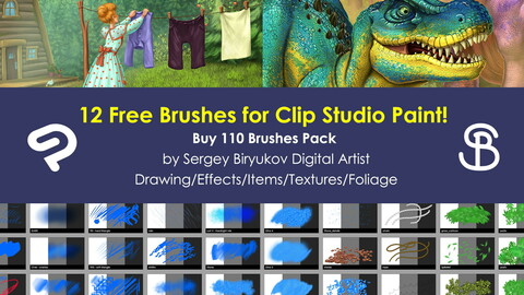 12 Free Brushes for Clip Studio Paint by Sergey Biryukov Digital Artist