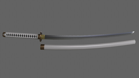 PBR Katana Japanese Sword (White) Ver.2