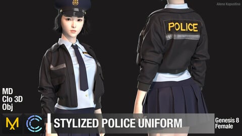 Stylized police uniform / Marvelous Designer / Clo 3D project + obj