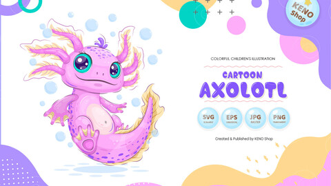 Cute Cartoon Axolotl.