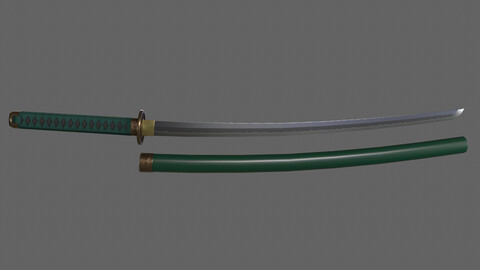 PBR Katana Japanese Sword (Green) Ver.2
