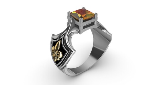 Ring with citrine and heraldic lily