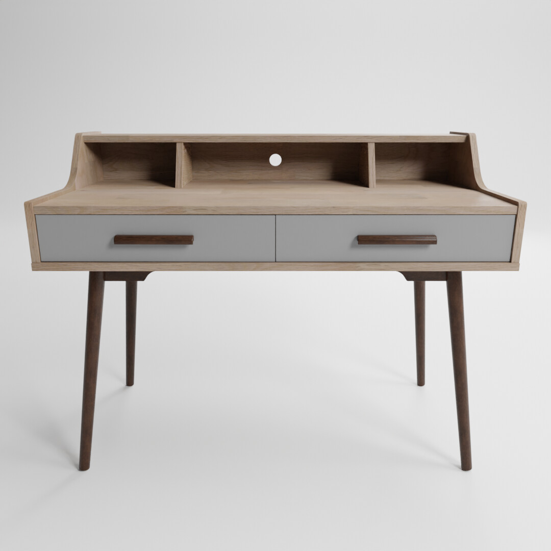 ArtStation ALLOA Home Office Desk Light Wood with Grey Resources
