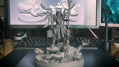Beast Slayer miniature 3D Print Ready - .ZPR, .OBJ, .STL files
