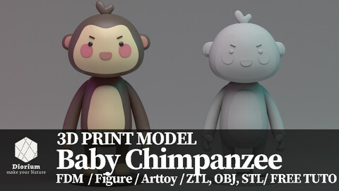 Baby chimpanzee Free 3D print model
