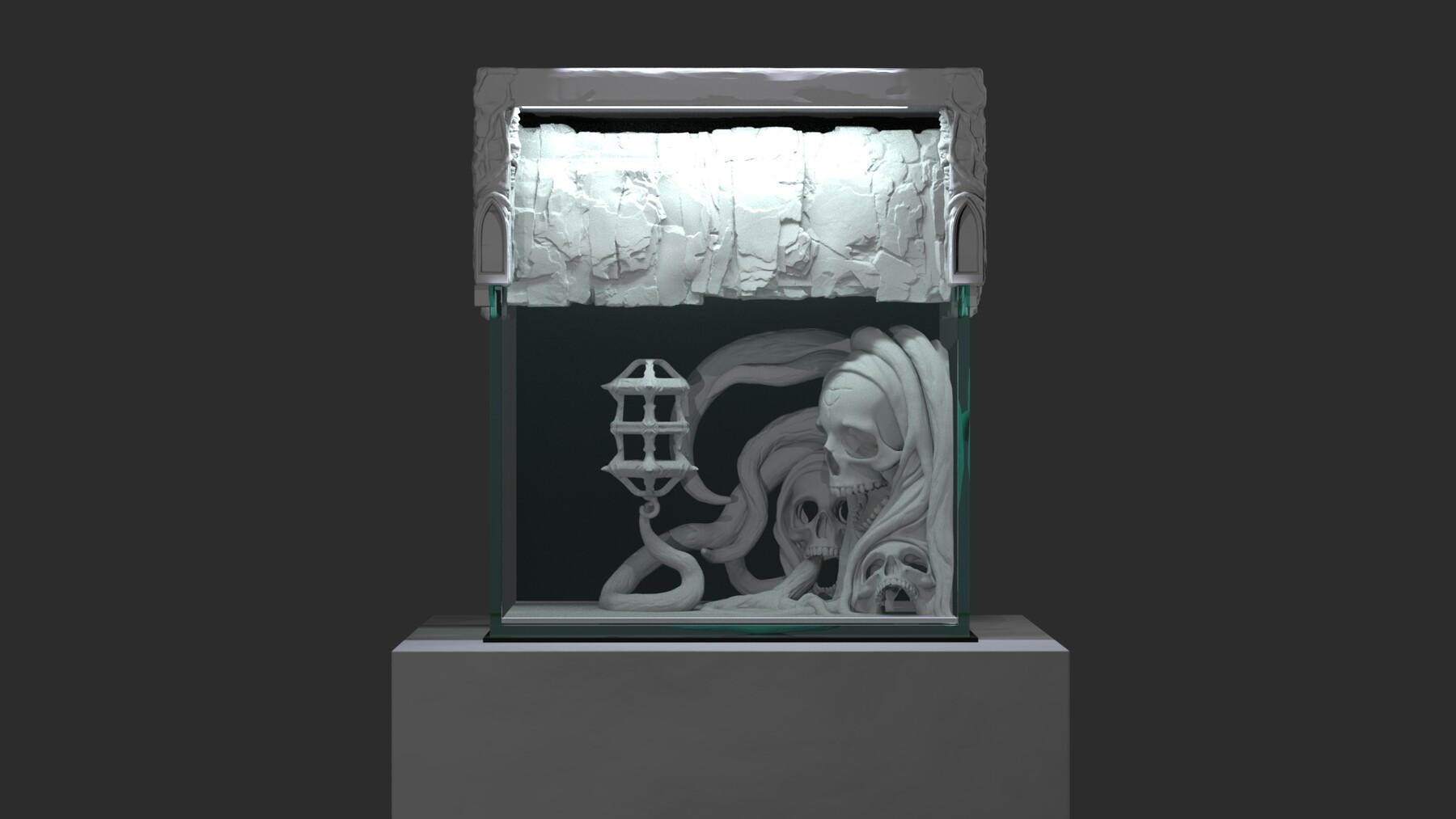 ArtStation 3D Aquarium Skull decoration 3D print model Resources