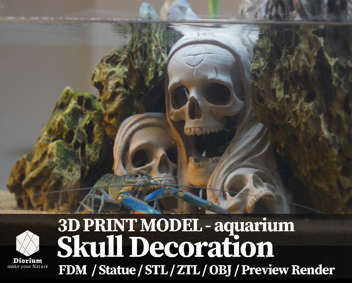 ArtStation 3D Aquarium Skull decoration 3D print model Resources