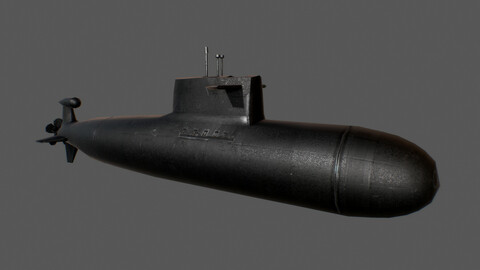 submarine 3d model lowpoly