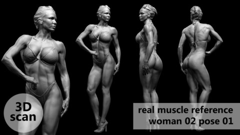 3D scan real muscleanatomy Woman02 pose 01