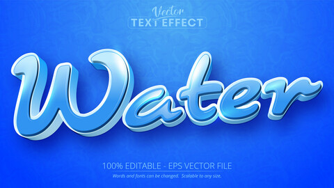 Water text, cartoon style editable text effect