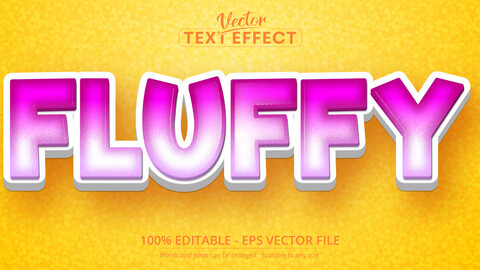 Fluffy text, cartoon style editable text effect