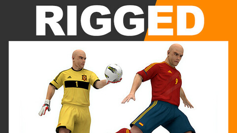 Rigged Football Player and Goalkeeper - Spain National Team