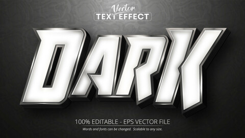 Dark text, shiny silver color style editable text effect