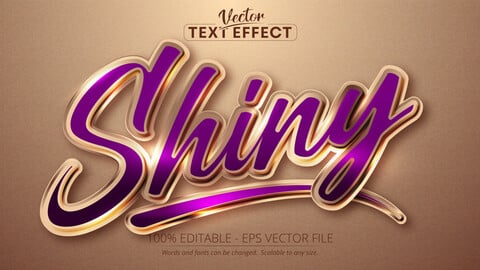 Shiny text, shiny rose gold color style editable text effect