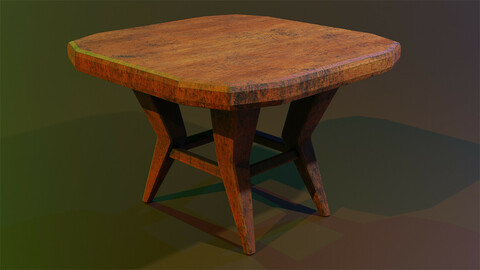 A wooden chair with scuffs and abrasions