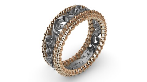 Ring with patterns from two colors