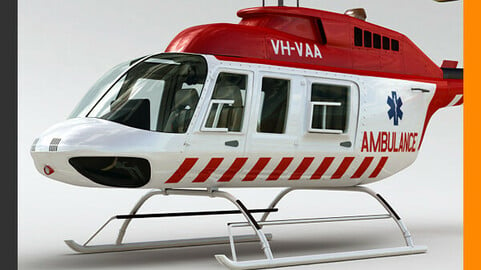 Helicopter Ambulance Bell 206L with Interior