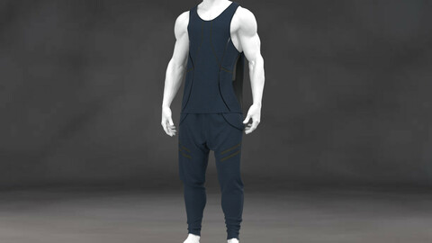 Male TrackSuite Marvelous Designer ,Clo3D ,Project File + OBJ + FBX