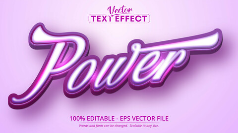 Power text, cartoon style editable text effect