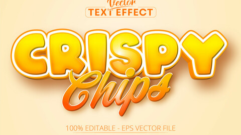 Crispy Chips text, cartoon style editable text effect