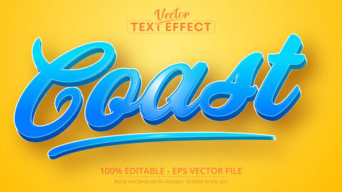 Coast text, cartoon style editable text effect