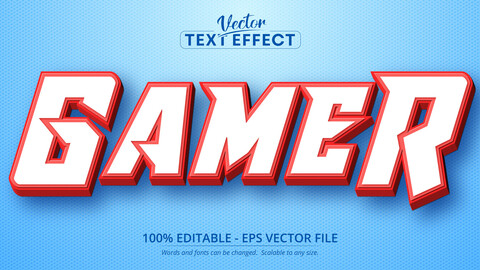 Gamer text, cartoon style editable text effect