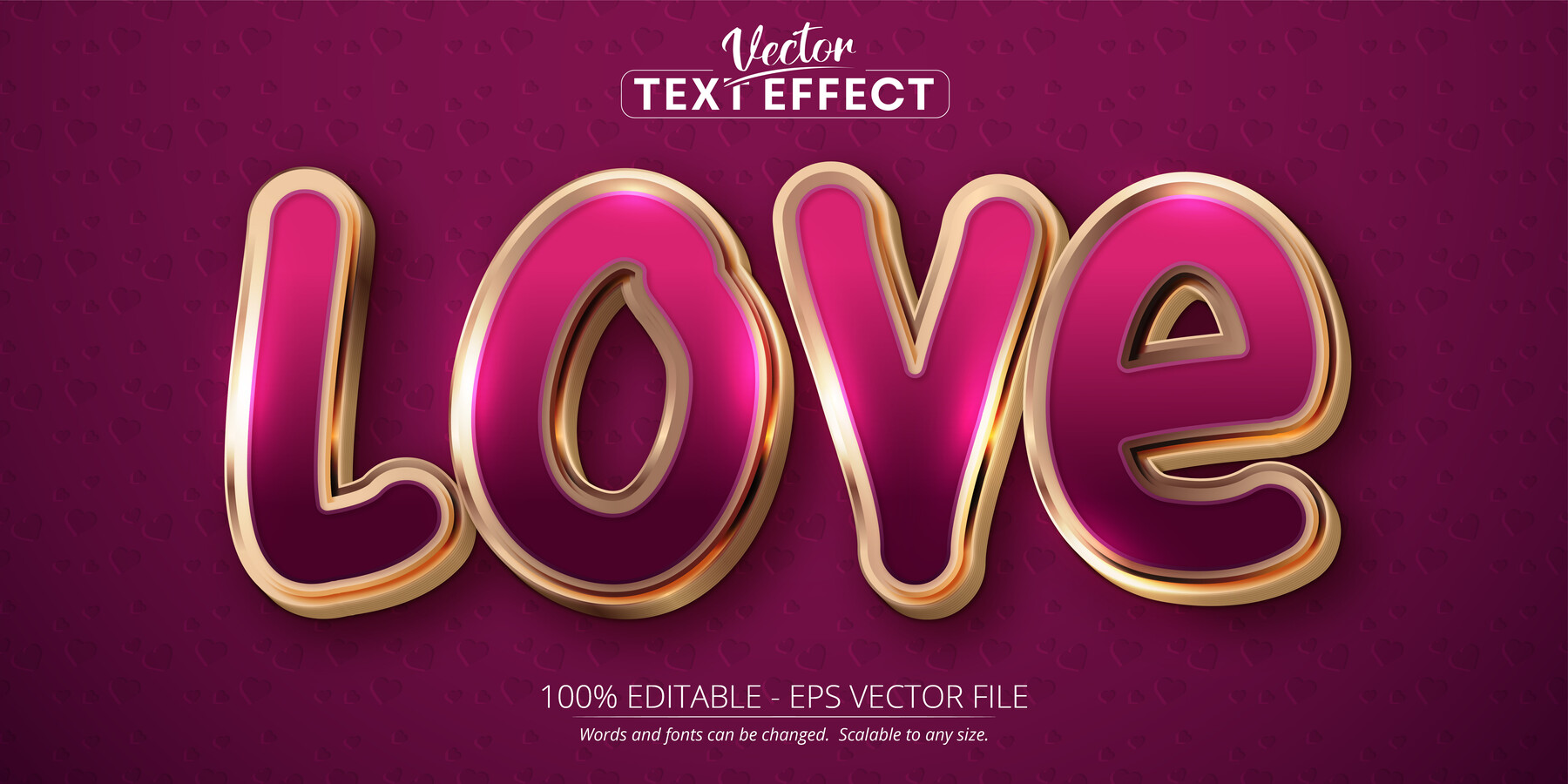 ArtStation - Love text, shiny rose gold color style editable text effect on pink  background | Artworks