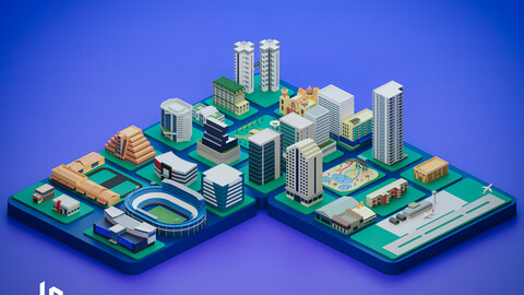 Low-poly isometric city
