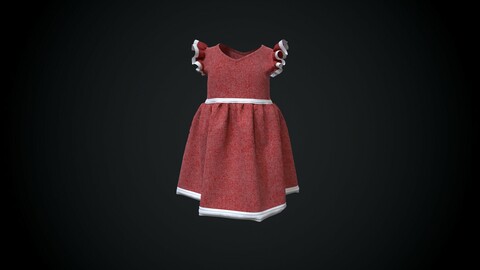 Dress for Girl. Marvelous Designer, Clo3d project + OBJ + Fbx+UV+Textures