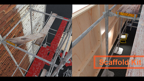 Construction or building site kit bash of scaffold related 3d