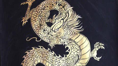 Золотой дракон арт А1 (65 х 85,5 см)