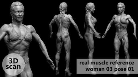 3D scan real muscleanatomy Woman03 pose 01