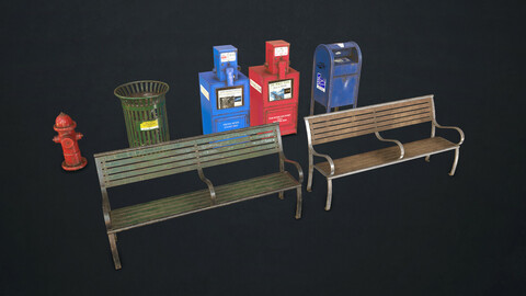 Street Elements Collection 1 - Low Poly