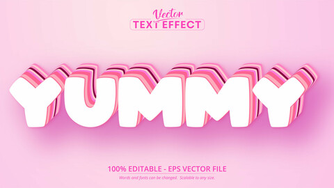 Yummy text, cartoon style editable text effect