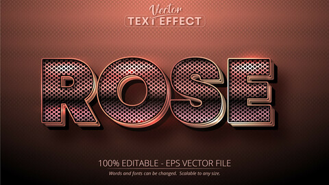 Rose gold text effect, shiny rose gold alphabet style